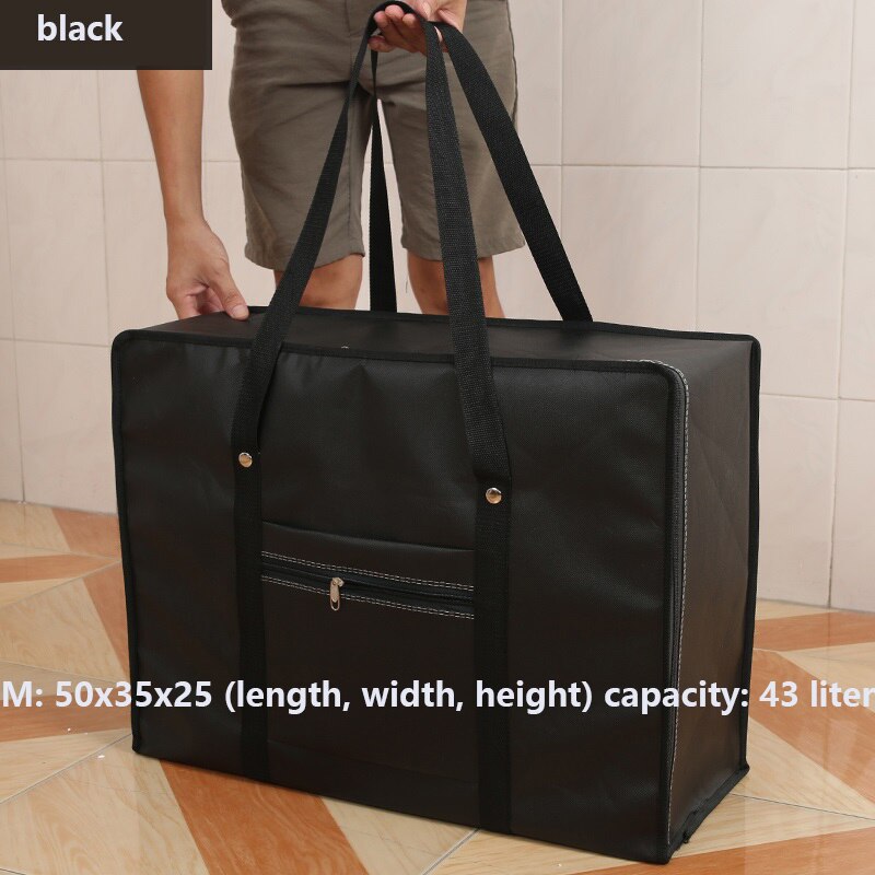 Extra Large Waterproof Thickening Moving Bag Oxford Woven Bag Large Capacity Luggage Bag Pack Aviation bag: black  M