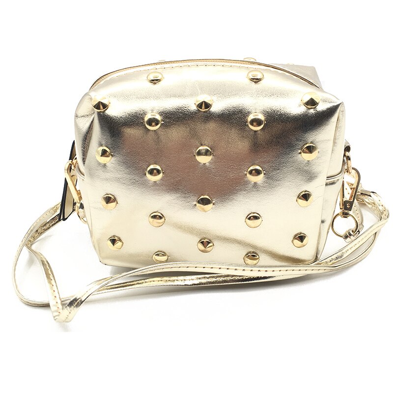 Rivet Mini Bags for Women 2022 Leather Messenger Bags Shoulder Bag Women Crossbody Female Handbags Ladies Cute Bolsas Femininas: Gold