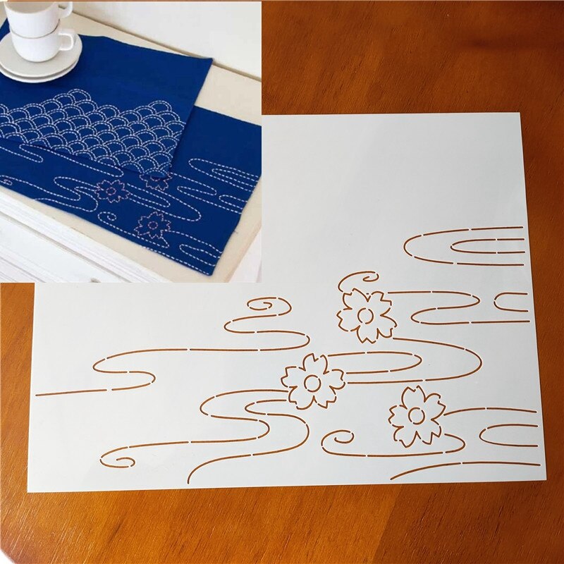 BENECREAT 12Pcs Plastic Sashiko Stencil, 13x13cm Dense Grid Pattern