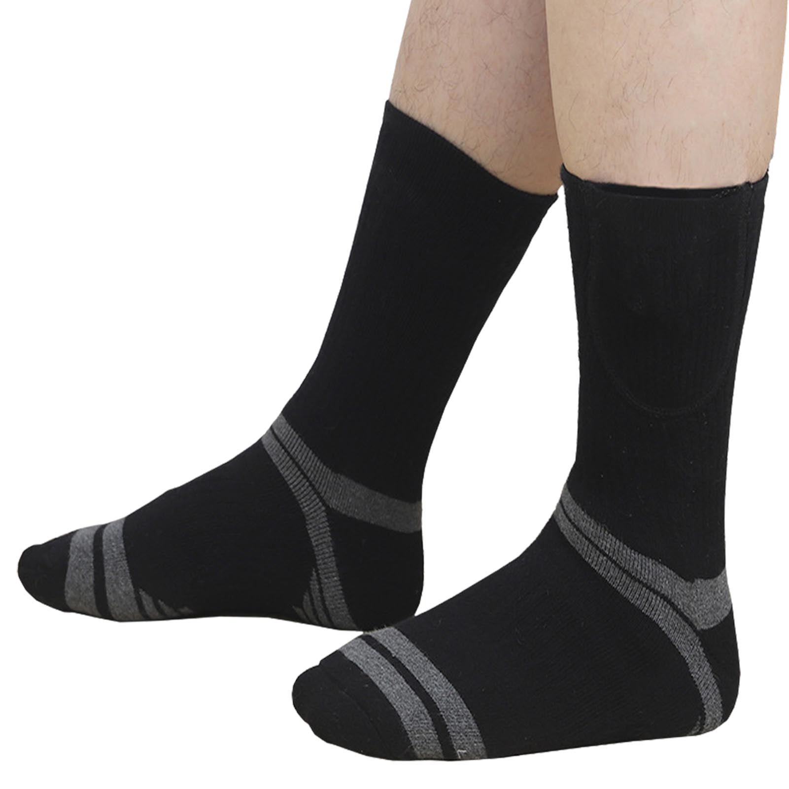 Calcetines térmicos recargables para hombre y mujer, medias térmicas con calefacción eléctrica, para clima frío, 4000mAh, para invierno: black