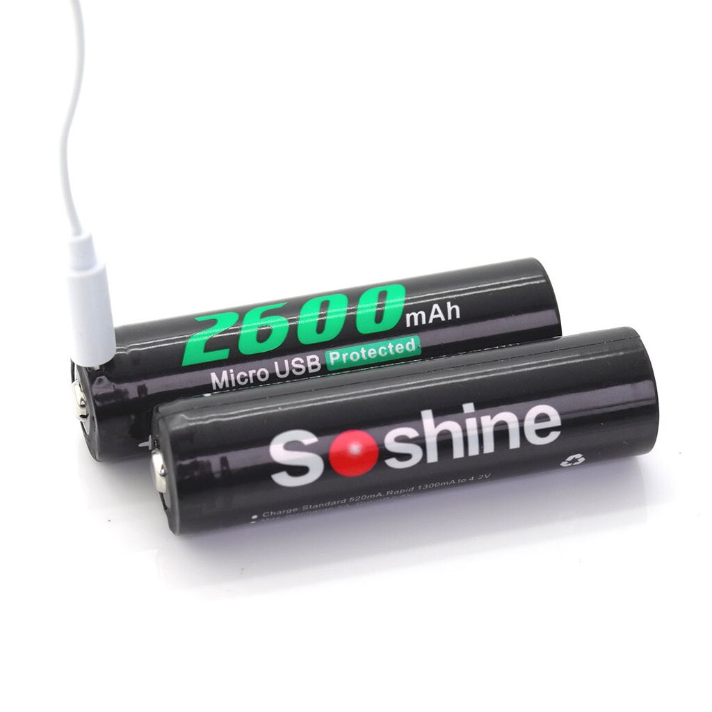 25#Soshine 4PCS USB Rechargeable Li-ion 18650 2600mAh Protected Batteries Soshine 4 section rechargeable 18650 battery 2600 mAh