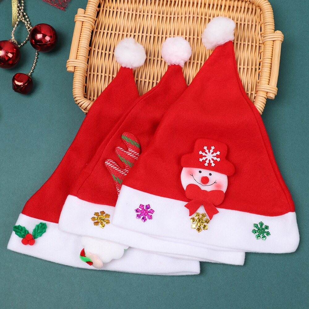 Year Merry Christmas Hat For Kids Xmas Santa Claus/Deer/Snowman Cap Christmas Children Party Props