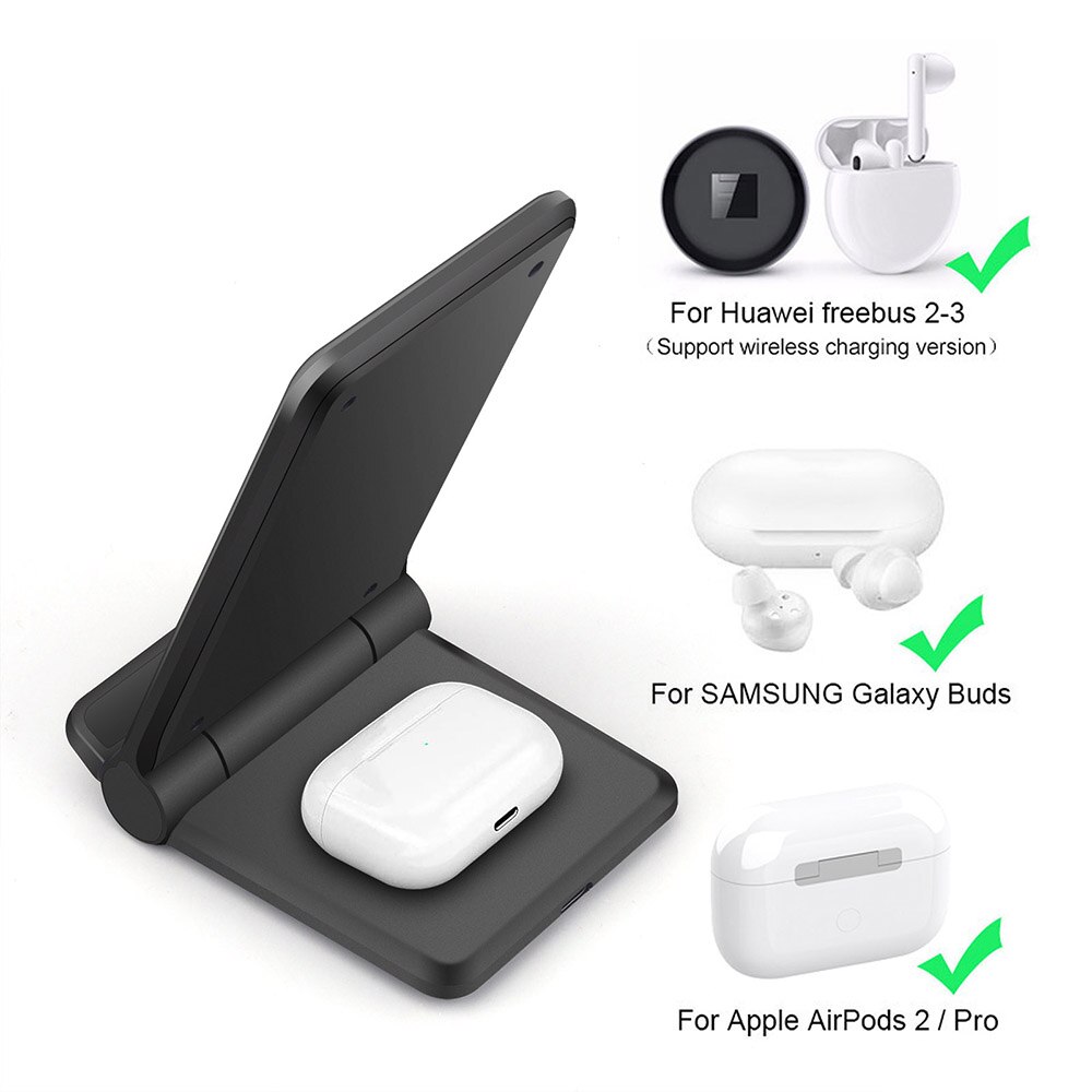 2 In 1 20W Snelle Qi Draadloze Oplader Stand Voor Samsung S9 S10 S20 Opvouwbare Houder Voor Iphone 12 11 Xr X Xs 8 Airpods Pro