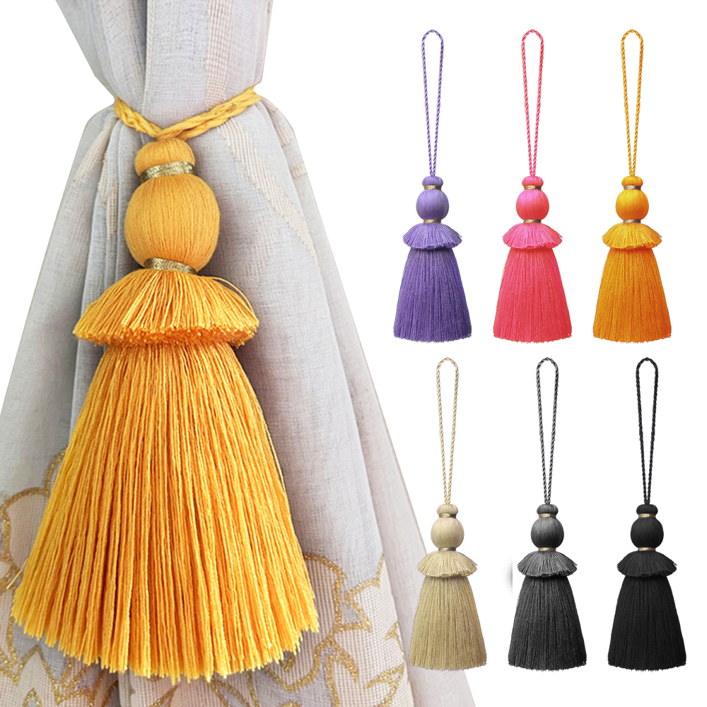 Borlas de cortina, borlas suaves y elegantes hechas a mano con lazo para cordón, accesorios DIY para almohadas de perilla de puerta de cortina.