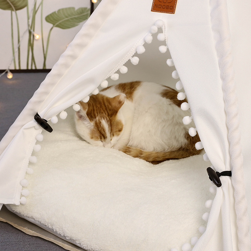 Tente tipi d'hiver pour animaux de compagnie avec coussin double face, côté peluche , base antidérapante, stabilisateurs, entièrement lavable – Idéal pour les chiens et les chats