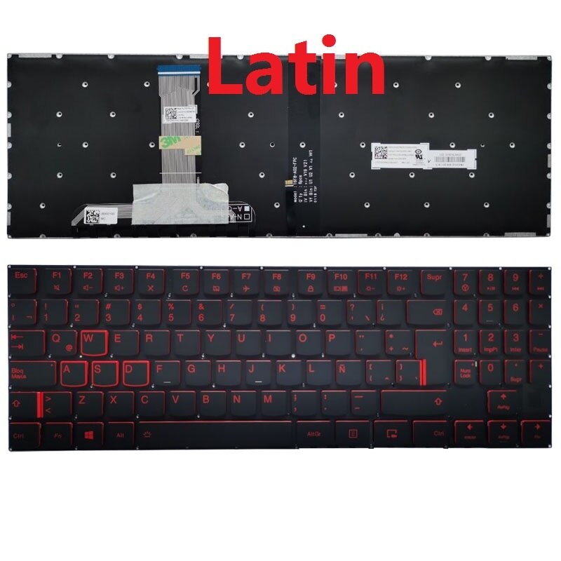 Clavier US/UK/SP/LA/GR pour ordinateur portable Lenovo Legion Y540-15IRH, Y540-17IRH, Y545-PG0, Y540-15IRH, Y530-15ICH, Y7000P-1060, Y545, sans cadre: Latin