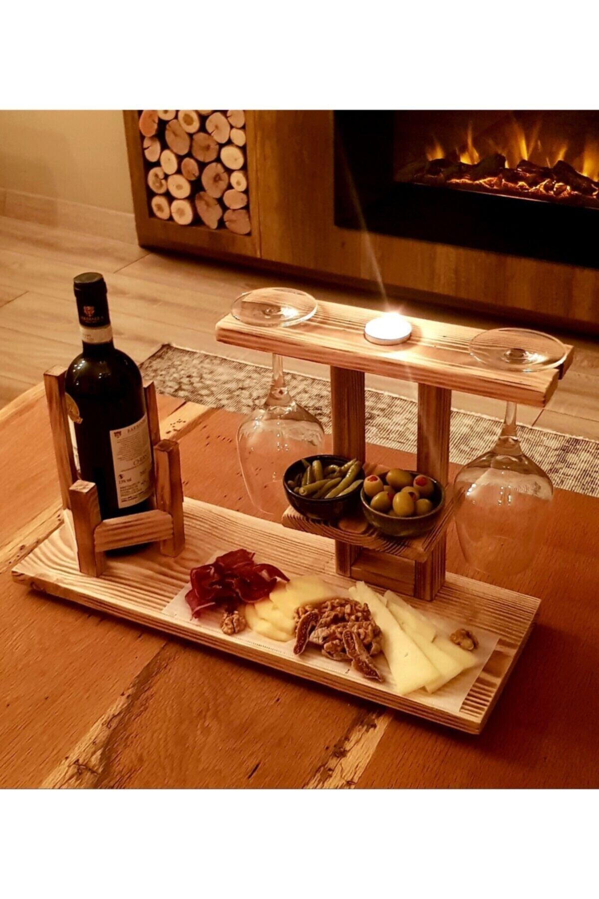Houten Wijn Service 2 Mensen Alcohol Presentatie Plaat Houten Presentatie Lade Kaars Presentatie Board