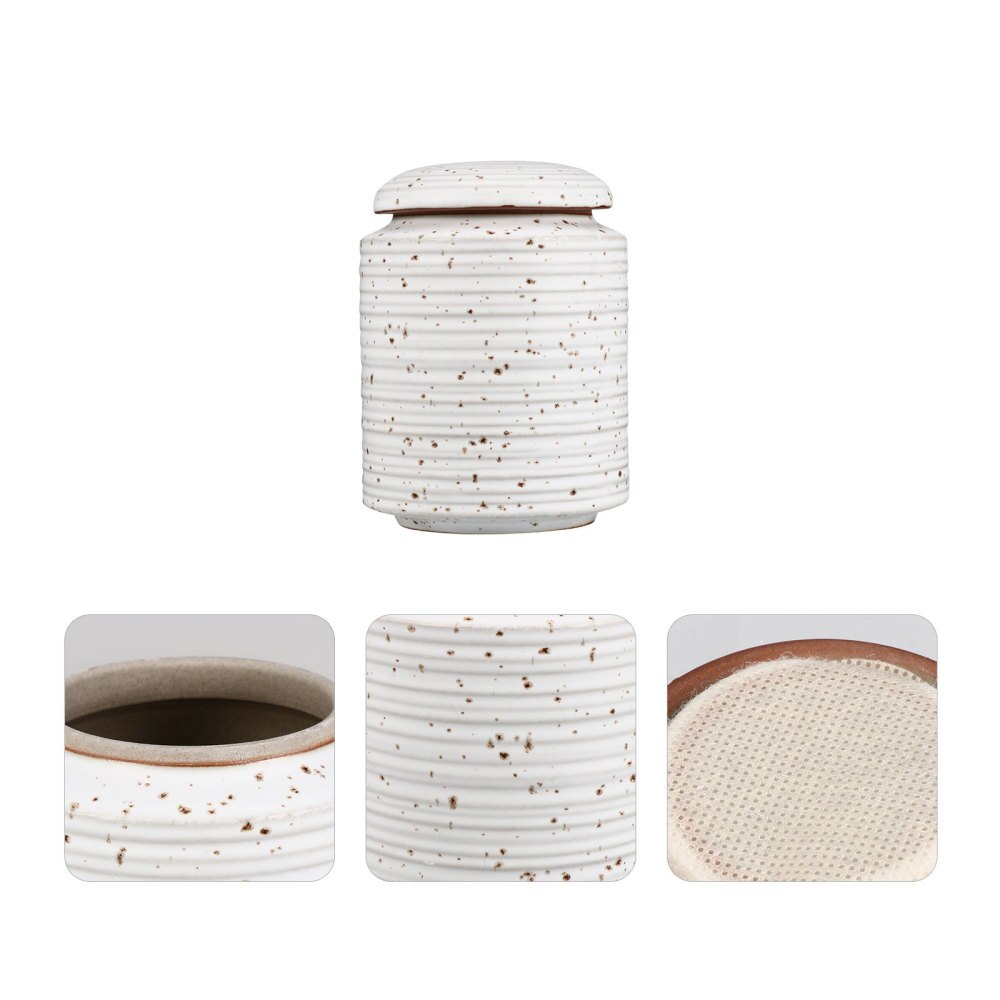 1 Pc 250 Ceramic Honey Pot Multipurpose Storage Jar Insect-proof Grains Jar: Beige