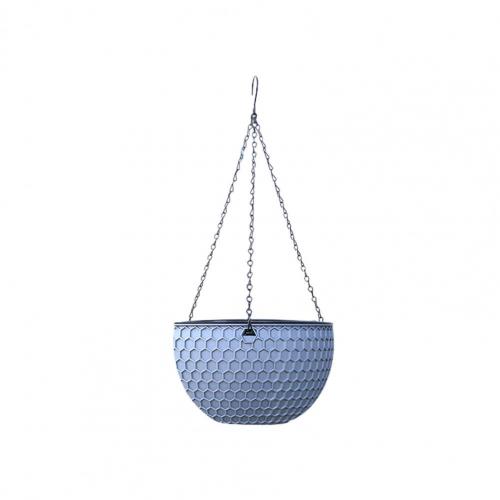 Hanging Flower Basket Imitation Honeycomb Self Water Absorption Waterproof Outdoor Resin Plant Hanger for Garden: Blue Gray S