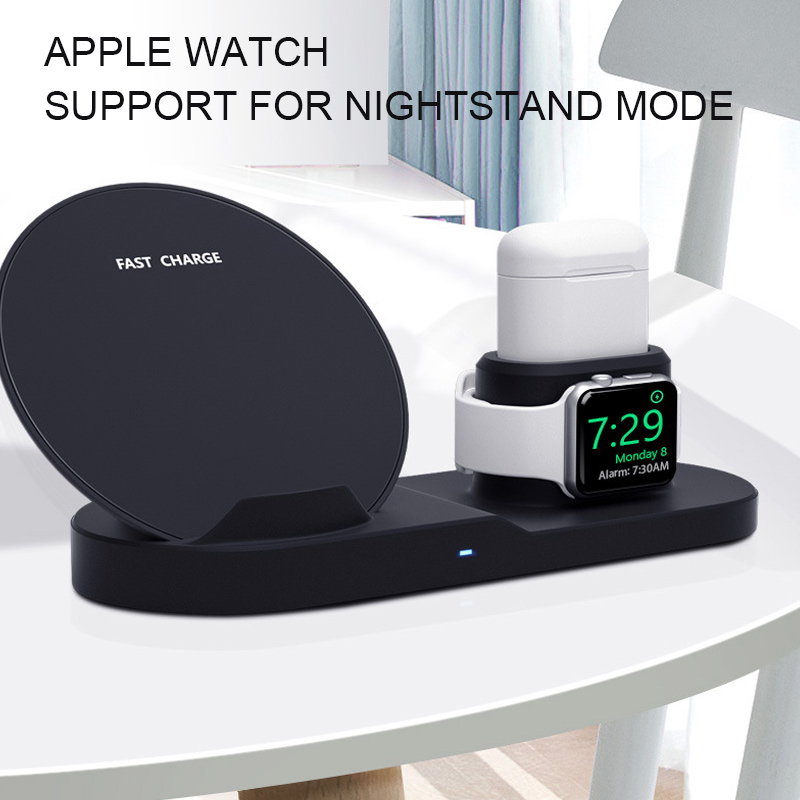 3 In 1 Draadloze Oplader Voor Iphone Apple Horloge Iwatch Airpods 10W Snel Opladen Qc 3.0 Mobiele Telefoon Oplader station Dock Lading