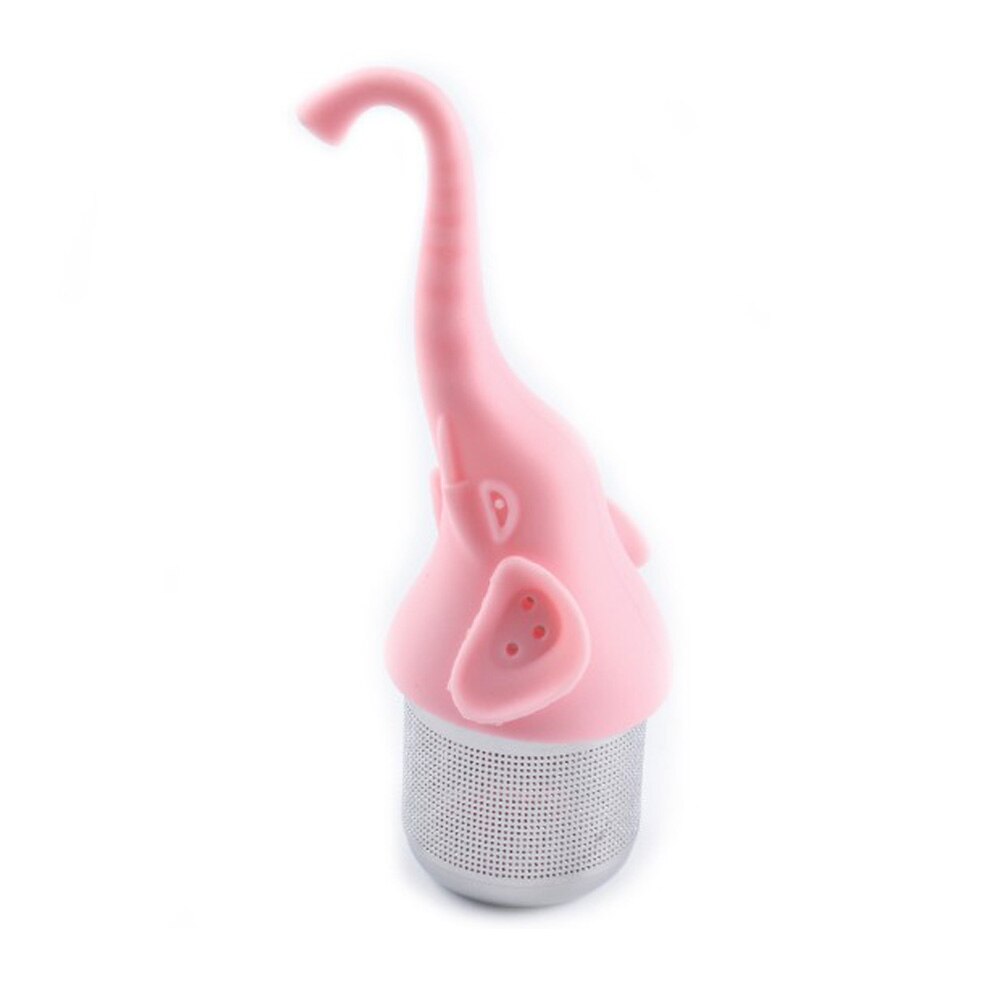 1pc söta flamingo tesil tepåsar silikon lösbladste teinfuser filter diffuser rolig tecknad tetillbehör ananas: Rosa elefant