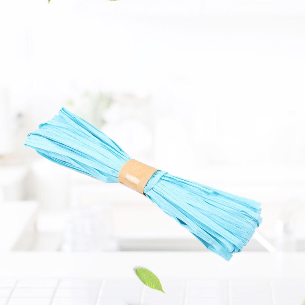 6pcs 20m Colorful Raffia Stripes Paper String for DIY Making Twisted Paper Craft String (Light Green)