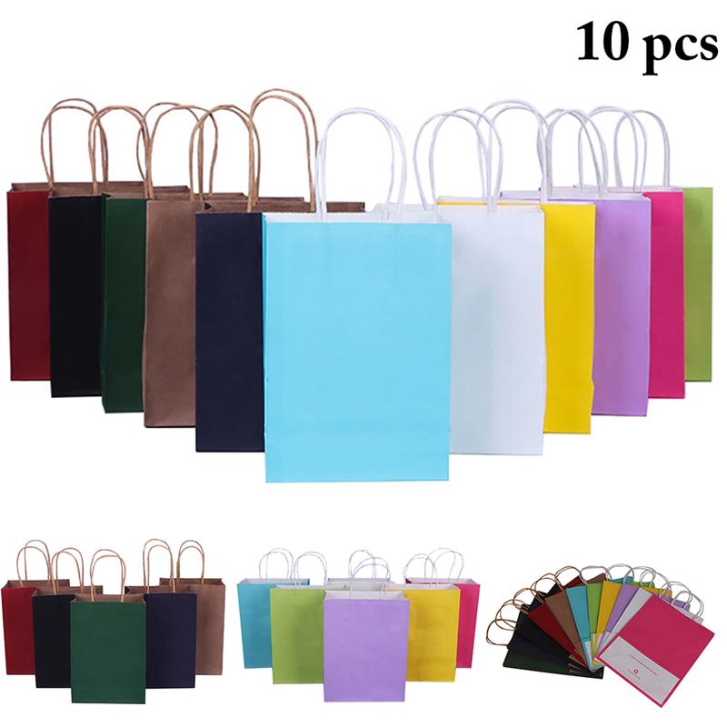 10PCS Kerst Tas Draagbare Diverse Kleuren Kraftpapier Bag Draagtas
