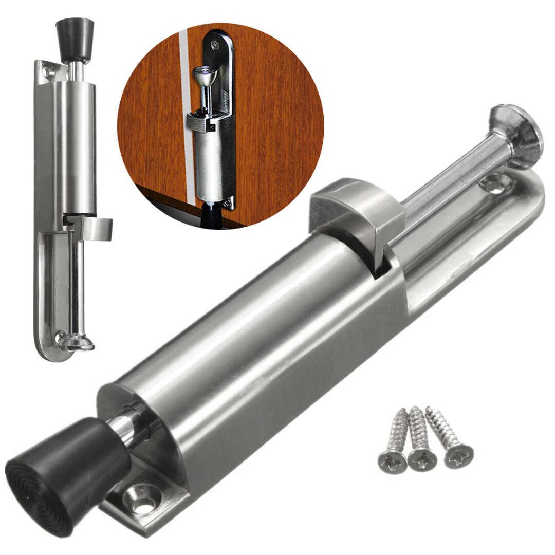 Stainless Steel Retractable Door Stop Silver Spring Home Decoration Door Wipe Hardware Door Frame