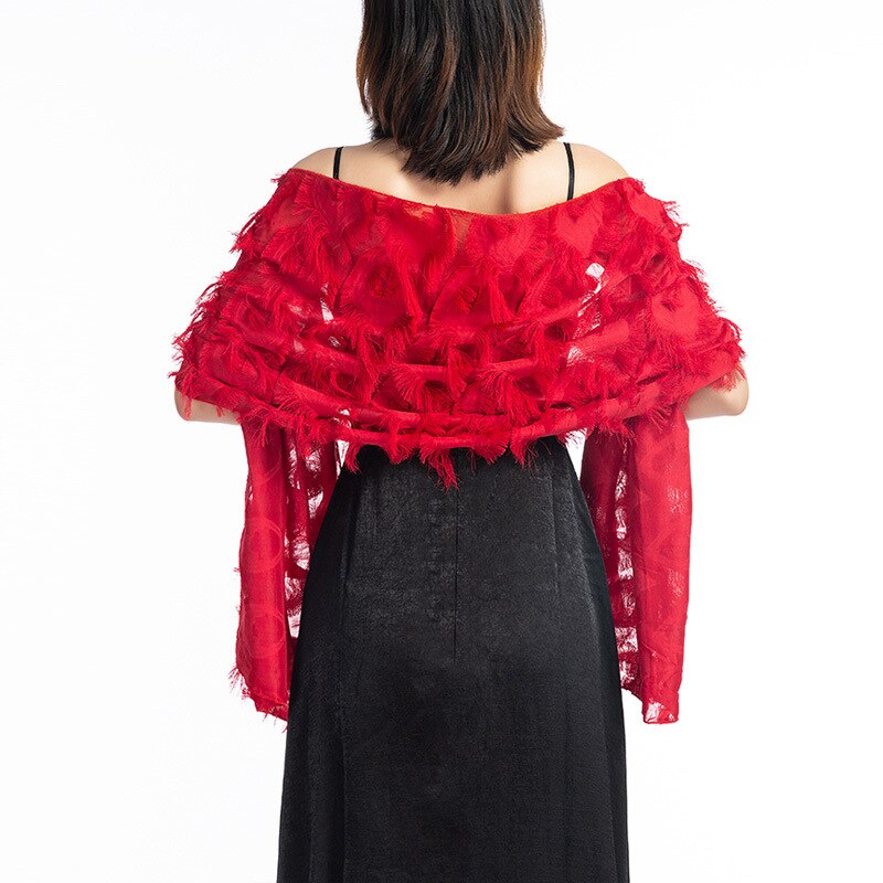 Kvinner bryllup skuldertrekk boleros kveldskjole sjal skjerf kvinnelige ensfarget fest skumring wraps foulard femme kappe bolero: 1