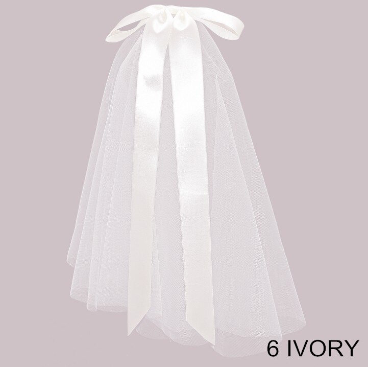 White Face Veils Bridal Big Bowknot Headband Net Birdcage Veil Charming Wedding Party Hair Accessories Fascinator: 6 ivory 40cm