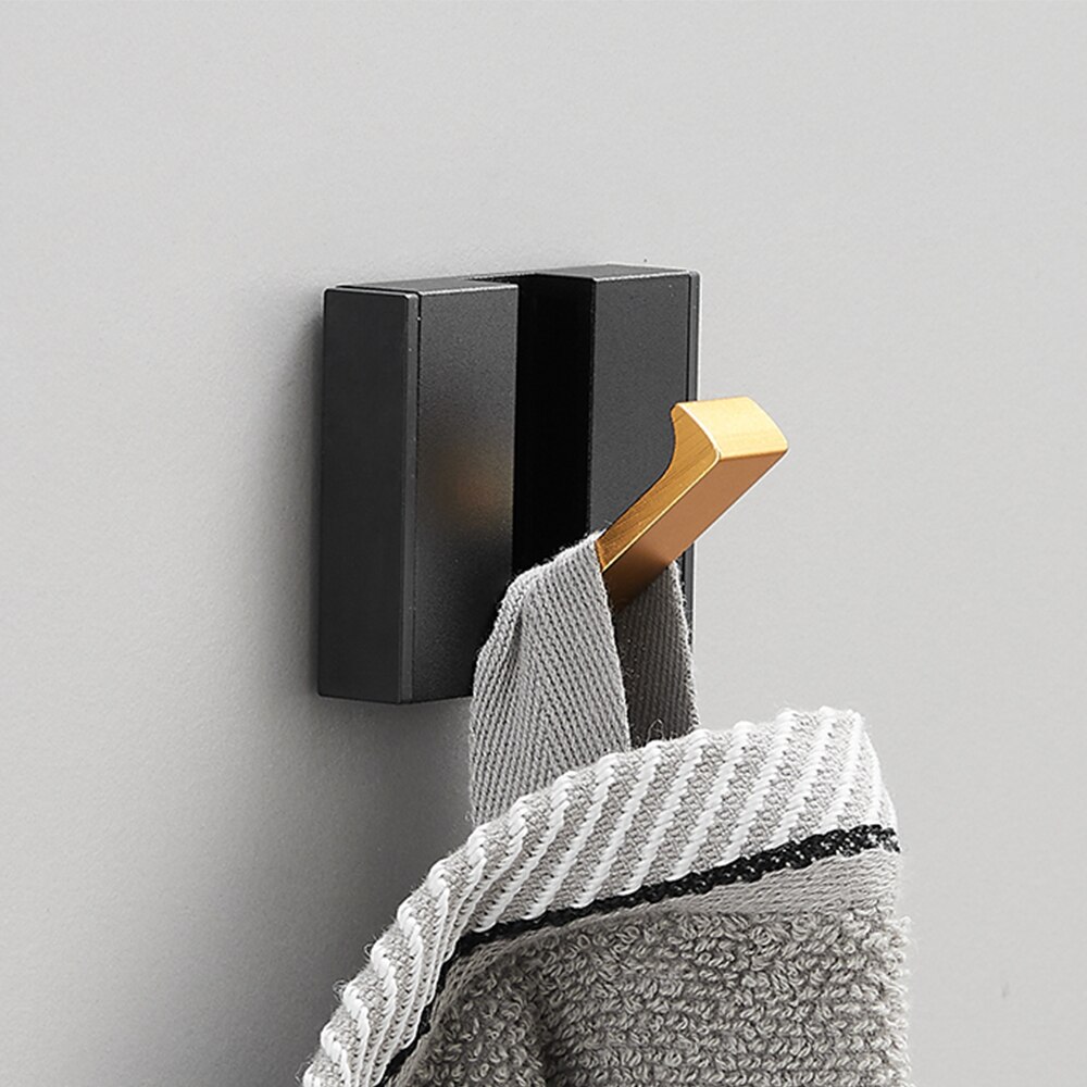 Toallero plegable Invisible de estilo europeo, Colgador de gancho de pared para baño, cocina, dormitorio, pasillo, color oro negro, 5 luces: Black Gold 1 Hook
