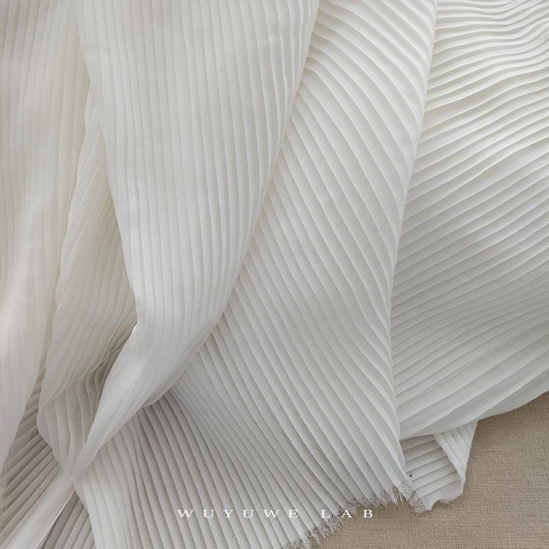 0,5 metros negro blanco Chiffon plisado órgano doble encaje cosido a mano de tejidos DIY vestido, falda, tela Material accesorios 150CM: white 0.5M