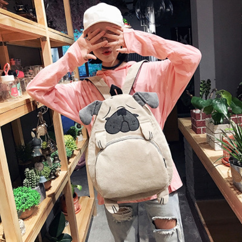 nouvelle femmes sac à dos sac d'école toile mignon animal oreille broderie velours côtelé sac à dos femme vintage cahier sac à dos