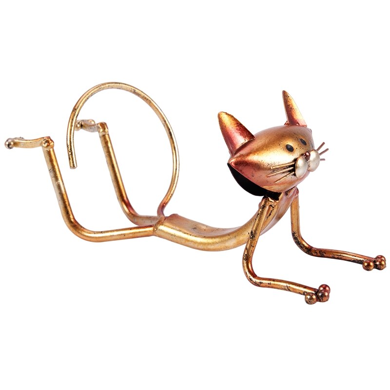 Yoga gato vinho rack de metal vinho titular prateleira escultura prática escultura decoração para casa interior vinho suporte artesanato