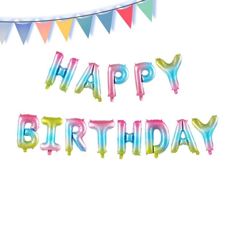 Happy Birthday Banner Animal Balloons Zoo Theme Lion Flamingo Elephant Foil Ballons Baby Shower Party Decoration Supplies: Gradient