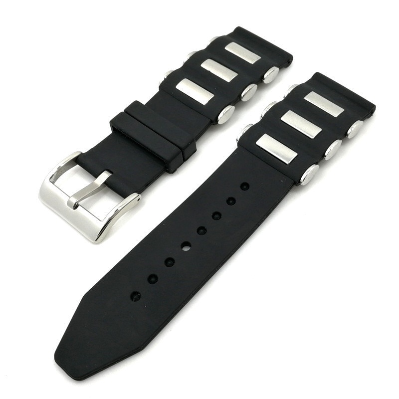 Black Metal Horlogeband Generieke Mode Sport Siliconen Horloge Band Armband Vervanging Pols 20mm 22mm 24mm 26mm horlogeband Riemen
