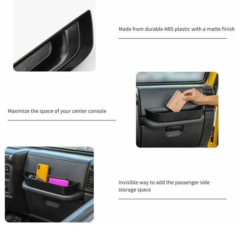 Accessories Co-pilot Storage Box Black Auto For Jeep Wrangler TJ 1997+