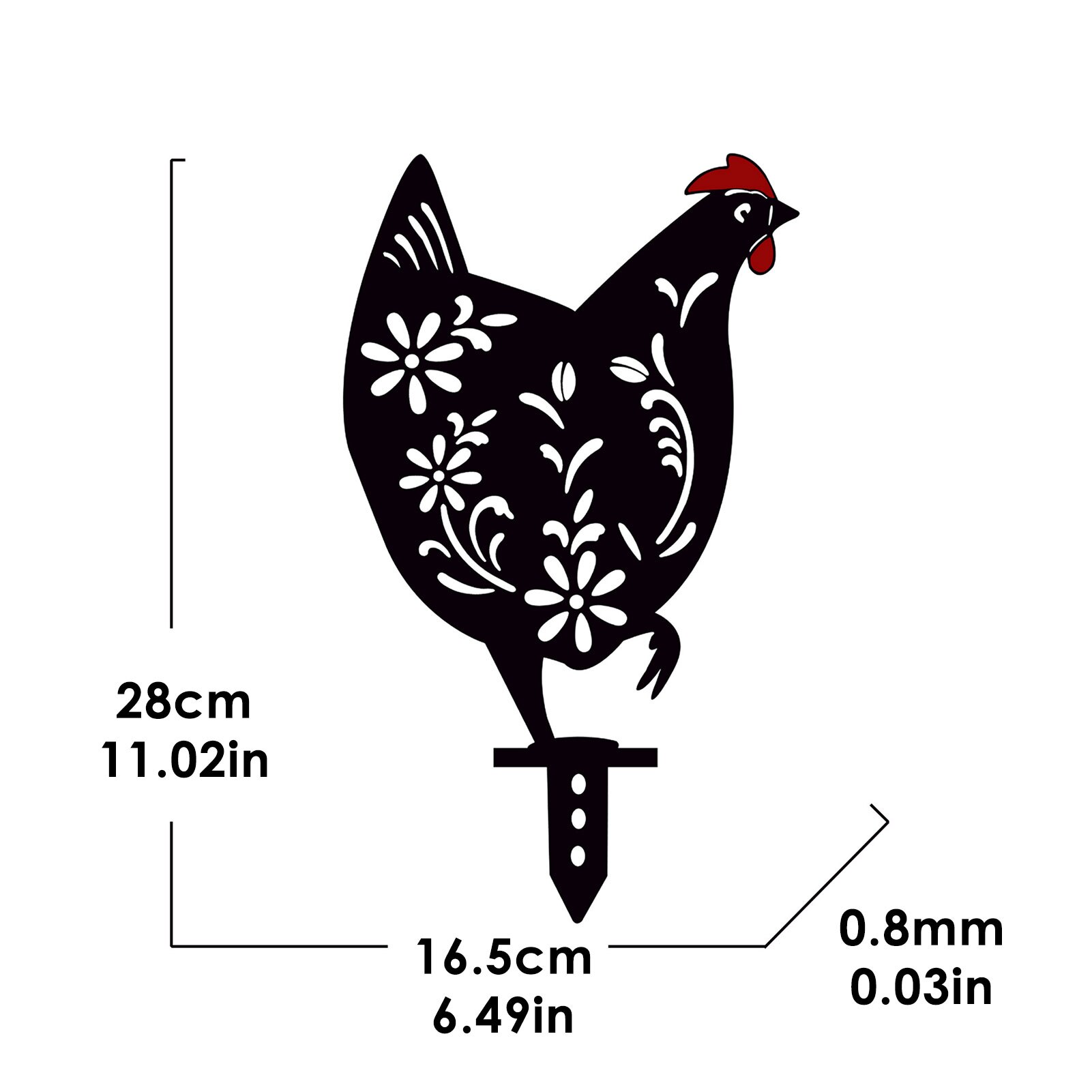 Chicken Yard Art Outdoor Garden Statues Backyard Lawn Stakes Metal Hen Yard Decor Garden Statues Decoration Ornament