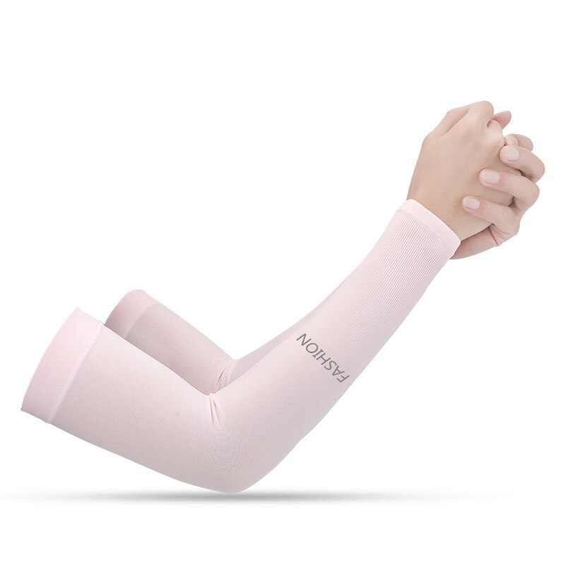 Sports Arm Compression Sleeve Cover Basketball Cycling Warmer Summer Running UV Protection Breathable Volleyball Sunscreen Bands: Pink Fingerless