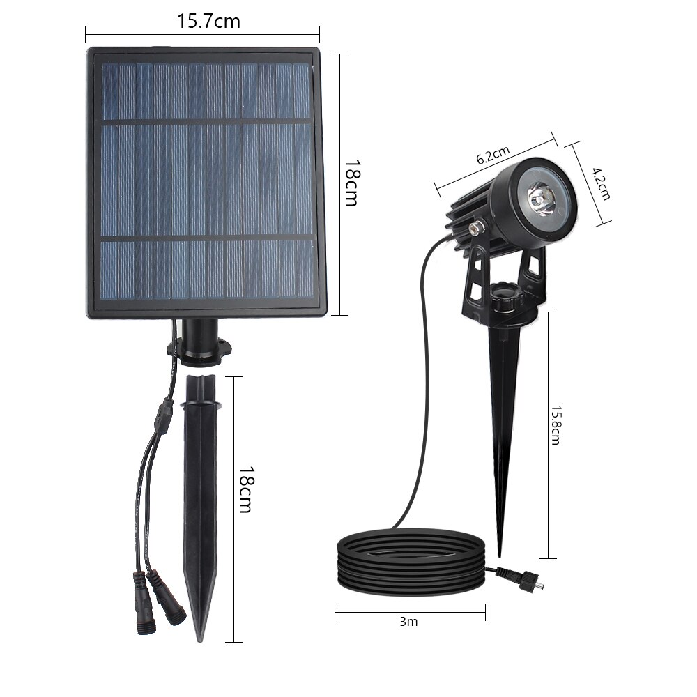2W Solar Panel 2 Lamps Split Extendable outdoor Green spotlight ip65 grade Garden landscape waterproof solar light
