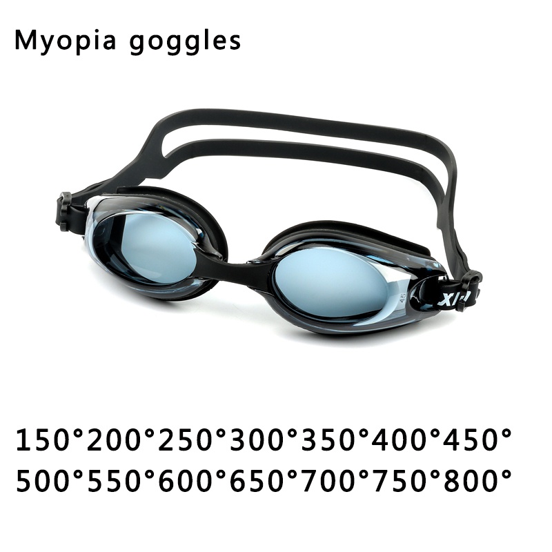 Unisex Volwassen Siliconen zwembril Met Bijziendheid Graden bril waterdicht anti-fog HD zwemmen bril: Black myopia 250