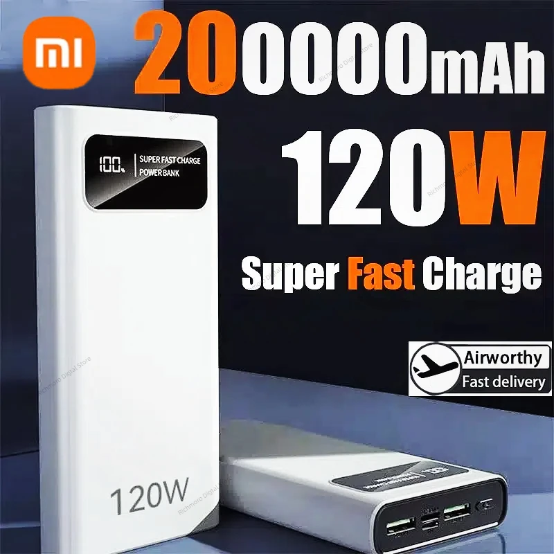 XIAOMI 120W 200000 mAh power bank grande capacidade de carregamento super rápido bateria externa led display digital para iphone android novo