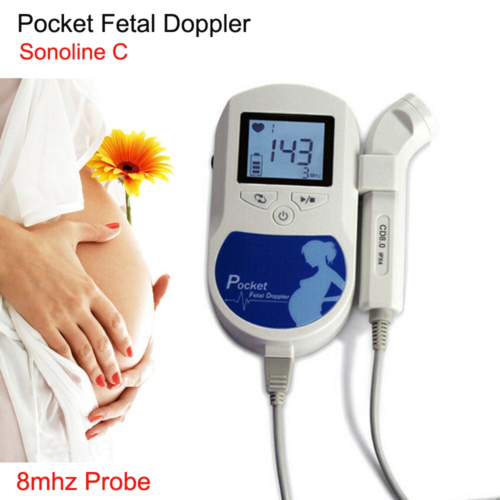 Fetal doppler ultraljud baby hjärtslagsdetektor hem gravid doppler baby pulsmätare pocket doppler 2.0 3.0 8.0 mhz: 8 mhz sonoline c blå