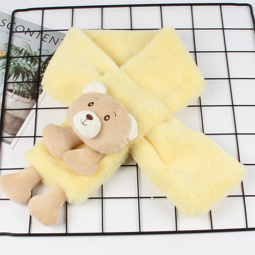 Winter schattige kindersjaal jongens meisjes sjaals baby imitatie konijnenbont kraag sjaal met cartoon beer nekwarmers: 8