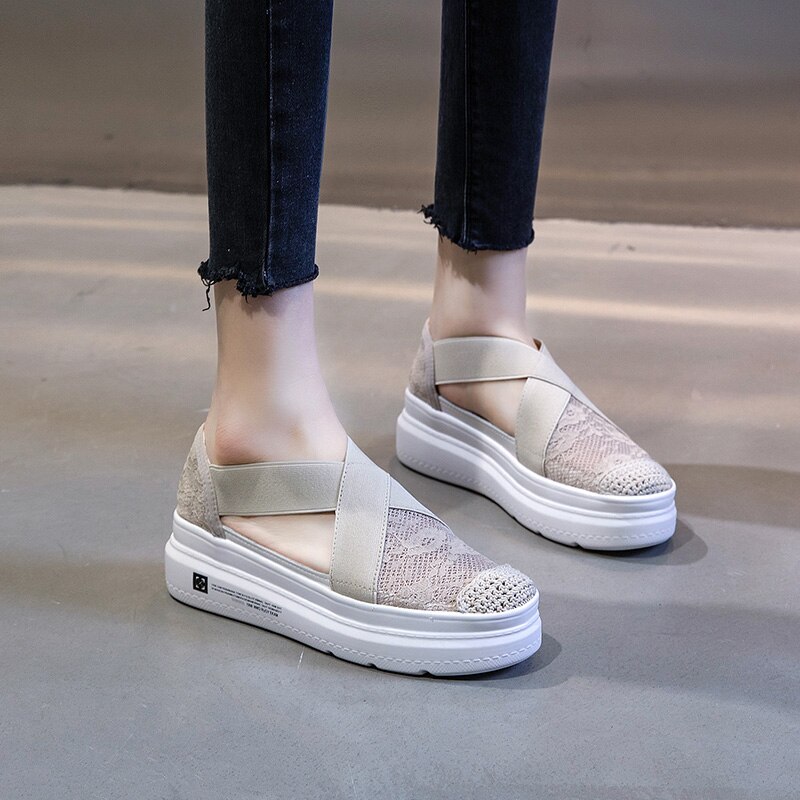 Junsrm kvinde sandaler blonder damesko elastik damesko fritidssko cement sandal kvindefodtøj femme sko sneakers