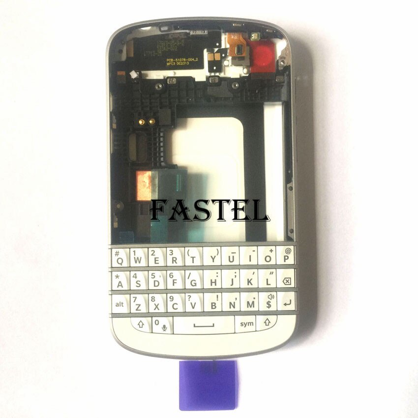 Voor blackberry  q10 originele volledige complete mobiele telefoonbehuizing + frame cover case + russisch frans engels toetsenbord met flex: Wit engels
