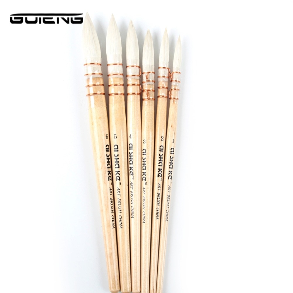 Wooden Writing Brush For Watercolor Ink Painting Chinese Calligraphy Practice Weasek Wolf Hair Brush Regular Script Supply