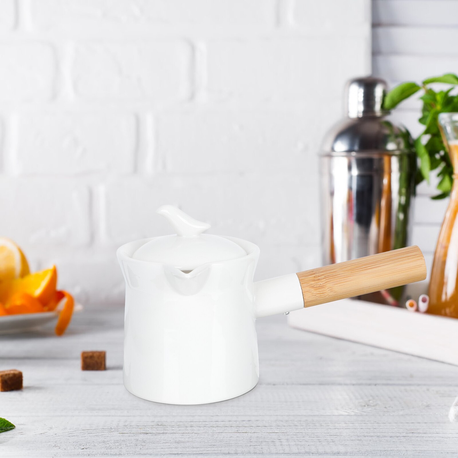 Household Tea Making Pot Coffee Shop Holder Japanese Style Coffee Pot (White)