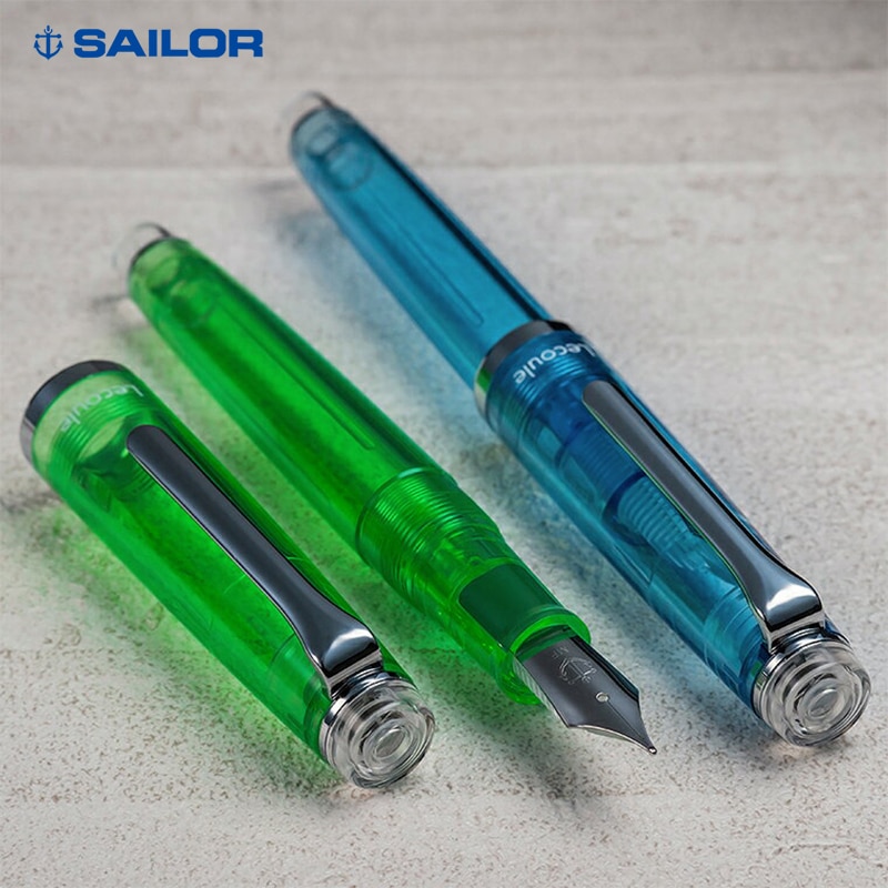 Original SAILOR Fountain Pen LECOULE Stainless Steel Nib Green Blue Transparent Pen 11-8034