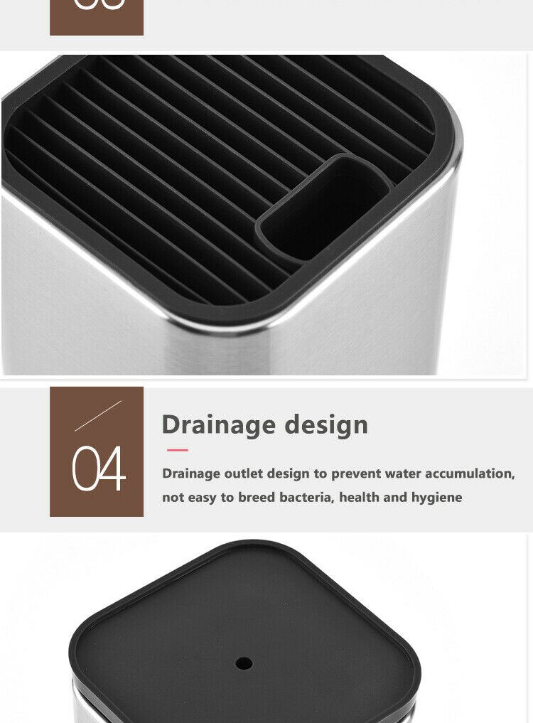 Stainless Steel Knife Stand Holder Block Scissor Storage Rack Kitchen Organizer Tool