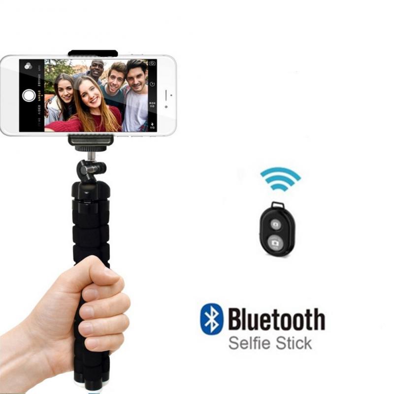 Trípode Universal de esponja Flexible con pulpo para teléfono móvil, trípode con Bluetooth y obturador remoto para IPhone Samsung One Plus