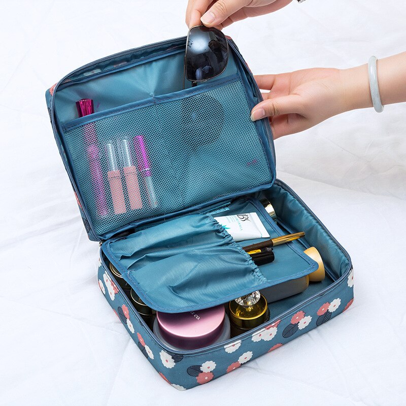 Bolsa con cierre para cosméticos de mujer, bolsa de maquillaje portátil, resistente al agua, organizador multifunción, neceser de viaje para neceser