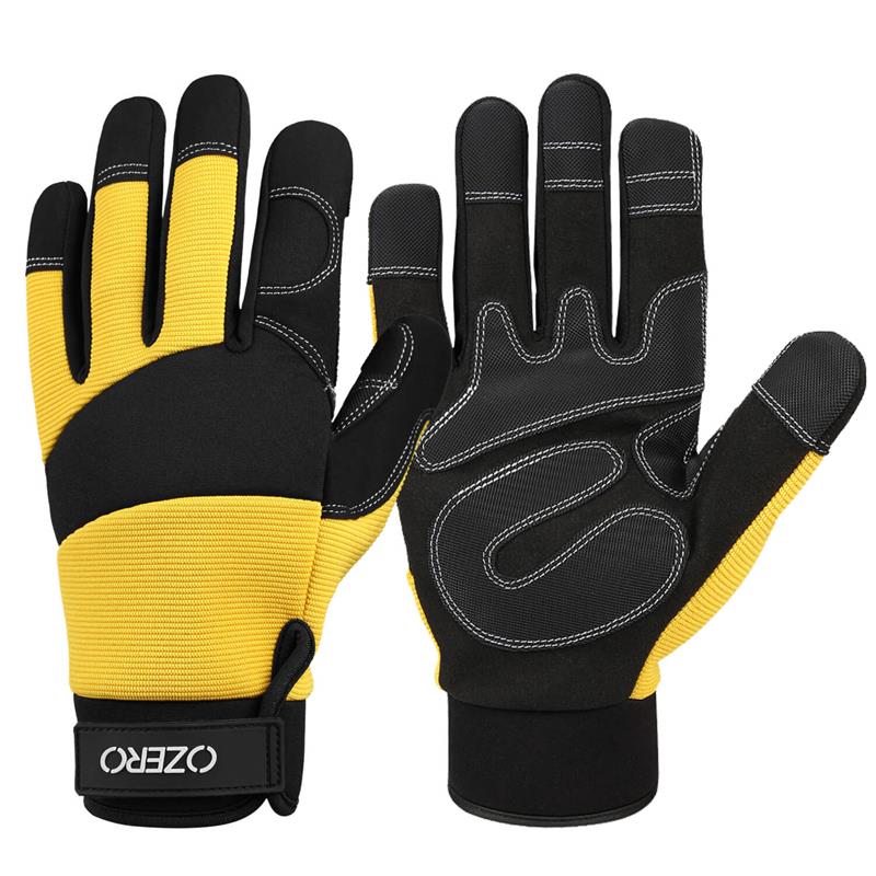 Ozero-Guantes De cuero Para motocicleta, protectores De manos Para el hogar con pantalla táctil, Para mecánica: Yellow