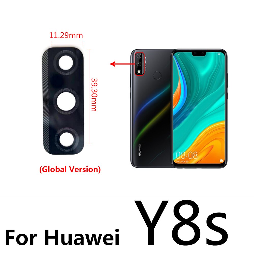 10pcs/Lot, Rear Back Camera Glass Lens Cover For Huawei Y5P Y9S Y8S Y8P Y6P Y7P Y5A Y6s With Ahesive Sticker: Y8S