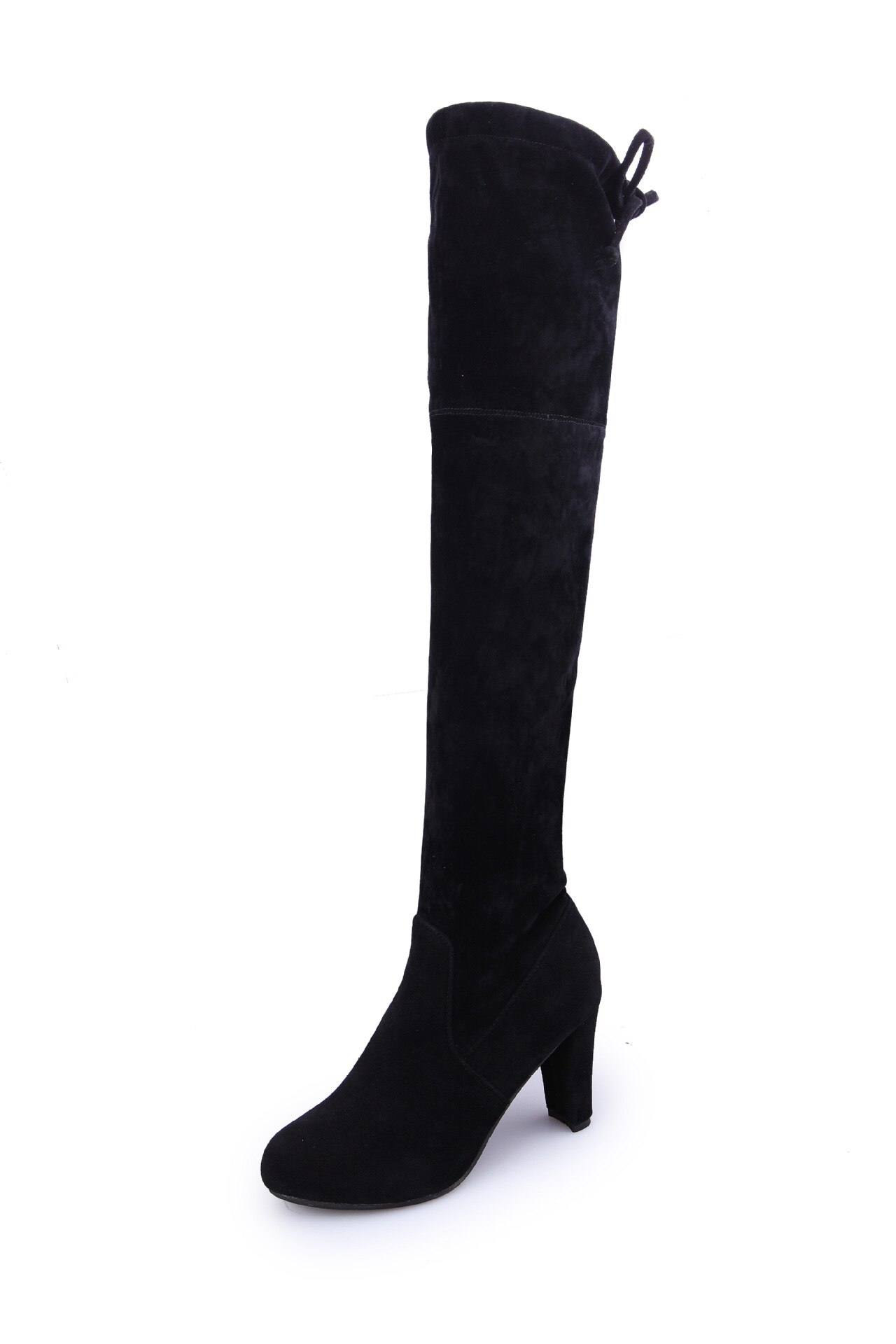 Nueva de gamuza Slim Sexy Botas de La hasta la rodilla de las mujeres de invierno de la de alta del muslo Botas zapatos de Mujer de Botas Mujer: Negro / 6