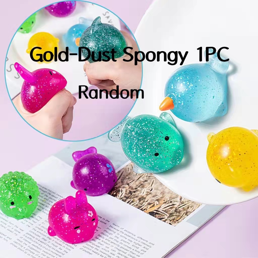 Gold-Stof Sponsachtige Squishy Mochi Fidget Speelgoed Kawaii Dier Stress Bal Leuke Fun Soft Zintuiglijke Antistress Squeeze Speelgoed Voor kinderen: Gold-Dust Random 1PC