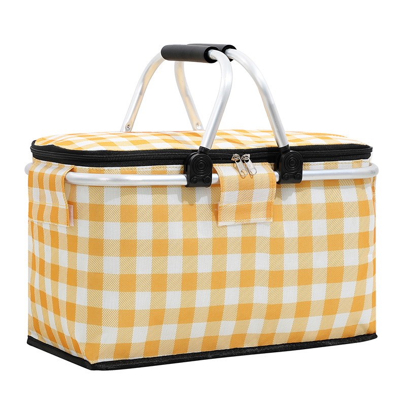 Camping Picknick Geïsoleerde Koeltas 16L Draagbare Opvouwbare Tas Lekvrije Koeltas Mand Met Handvat: Bruin