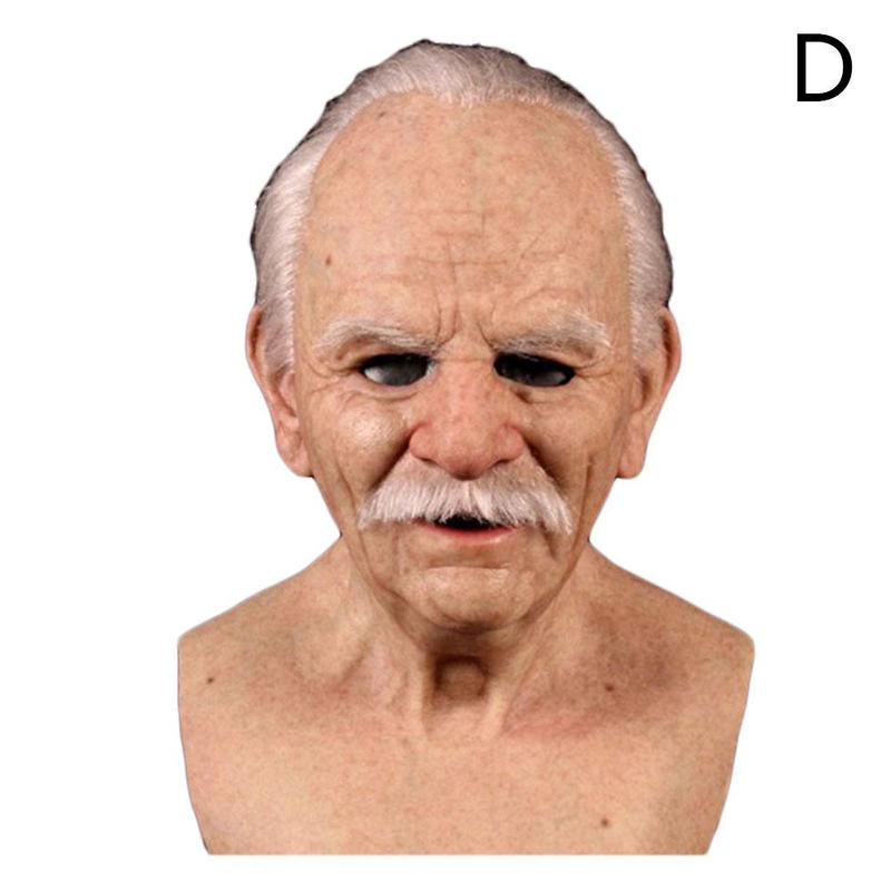 Old Man Scary Mask Cosplay Scary Full Head Latex Mask Halloween Funny Realistic Latex Old Man Mask: D
