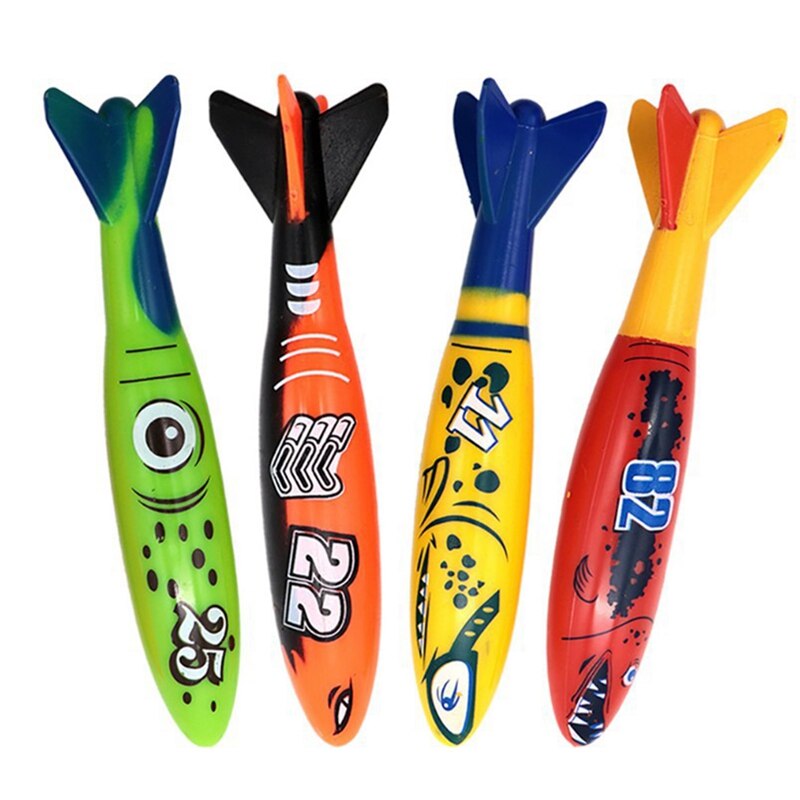 4Stck Tauchen Torpedo Spielzeug Unterwasser Schwimmen Schwimmbad Spielen Spielzeug draussen-Sport-Ausbildung Werkzeug Für Baby freundlicher Schwimmen Spielzeug