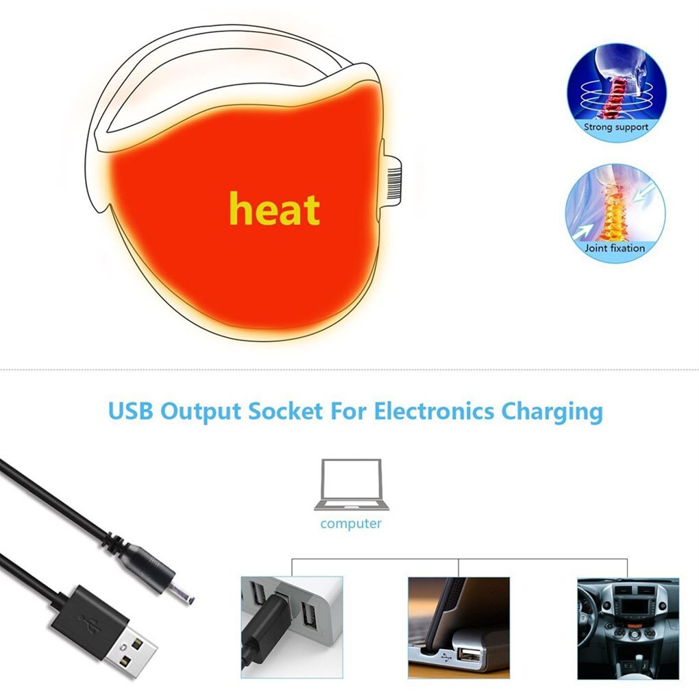 USB Powered Heated Neck Band Bandage Wrap Winter Neck Warmer Heating Brace Strap Belt Temperature Adjustable